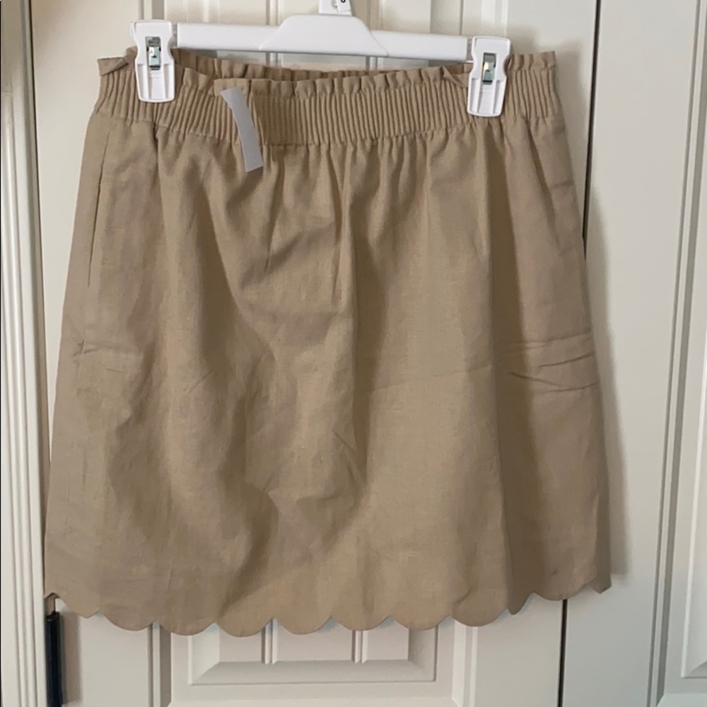 J Crew tan scalloped skirt